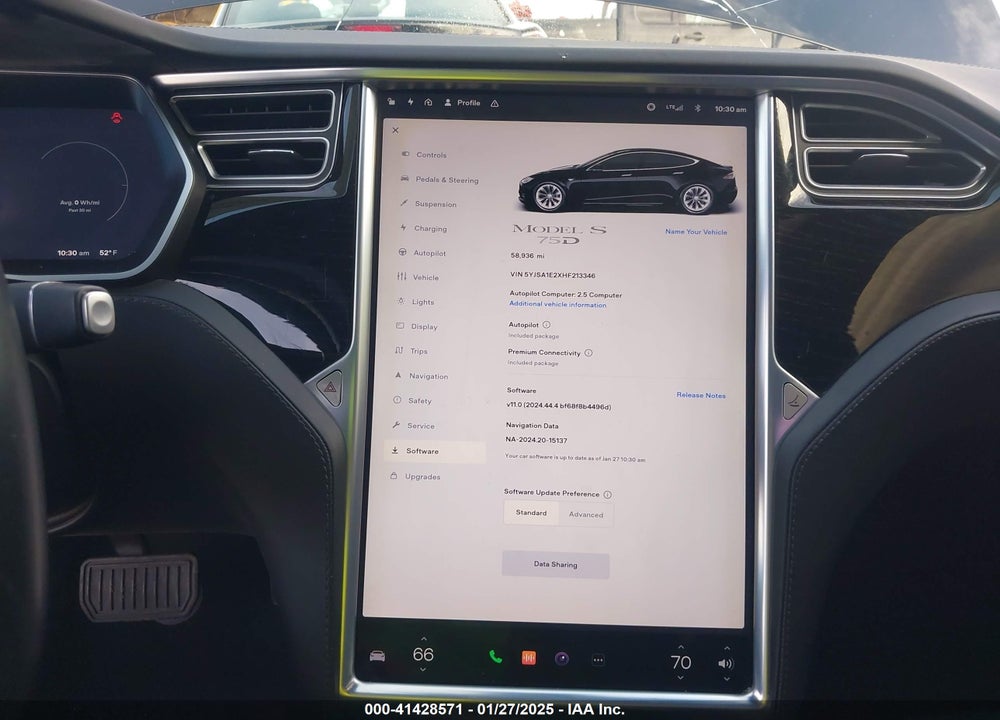 2017 TESLA MODEL S VIN: 5YJSA1E2XHF213346