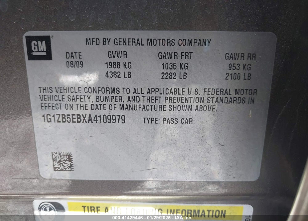 2010 CHEVROLET MALIBU LS VIN: 1G1ZB5EBXA4109979