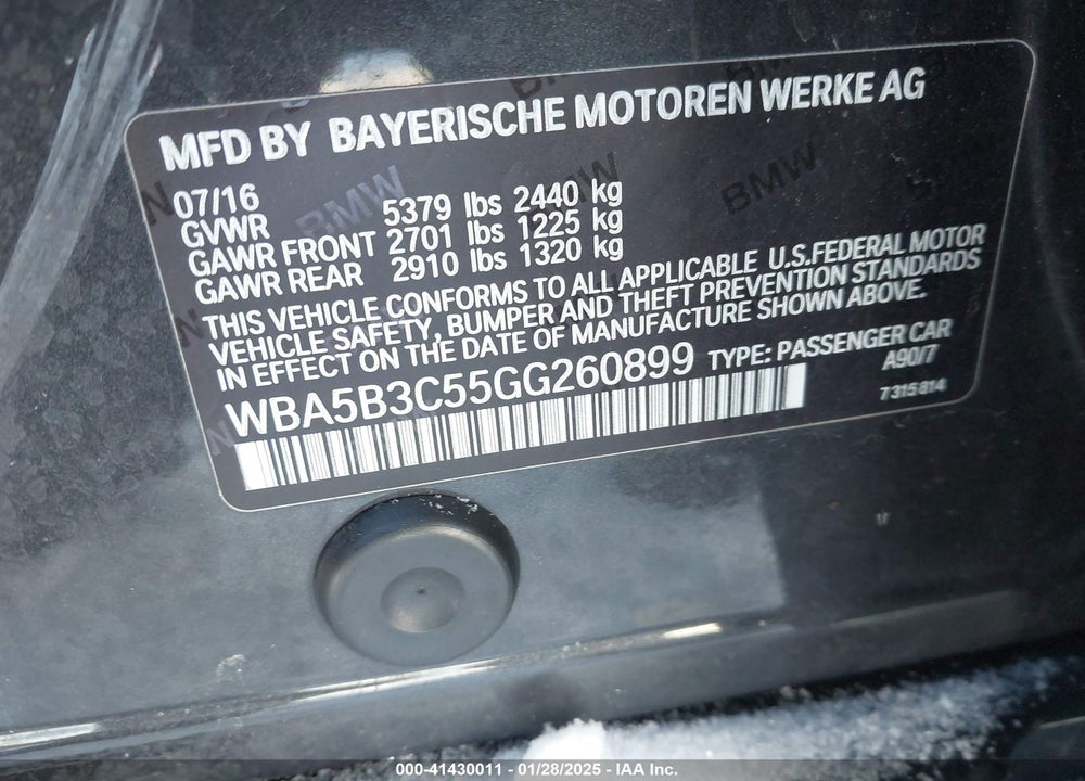 2016 BMW 535 VIN: WBA5B3C55GG260899