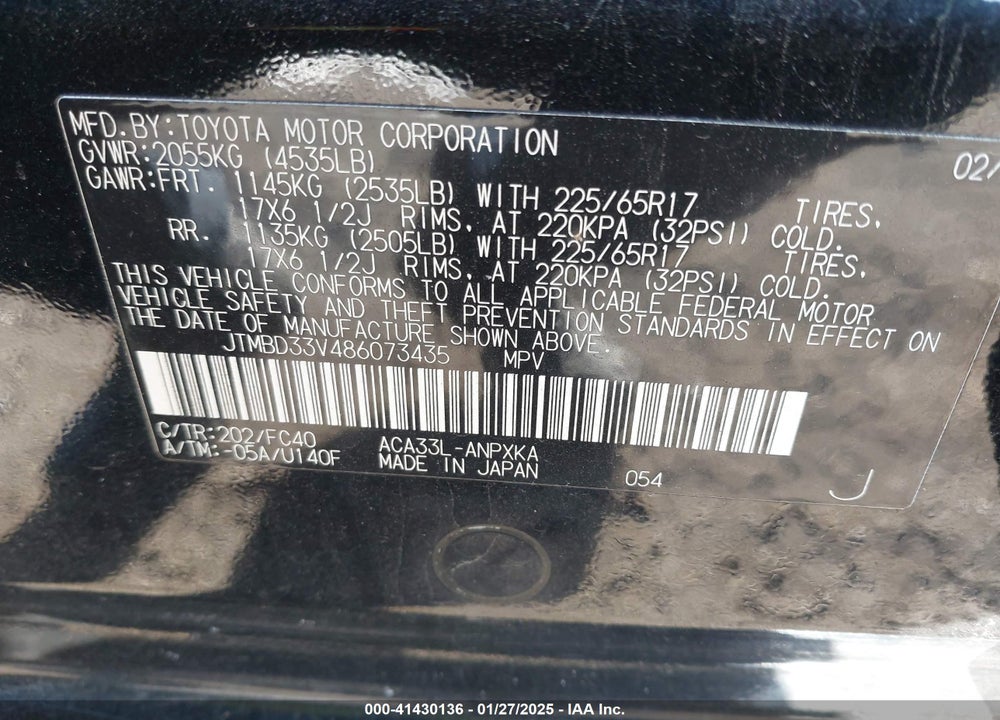 2008 TOYOTA RAV4 VIN: JTMBD33V486073435