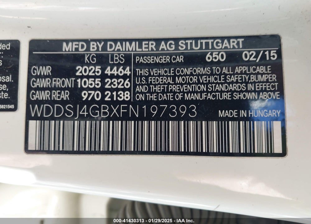 2015 MERCEDES-BENZ CLA 250 4MATIC VIN: WDDSJ4GBXFN197393