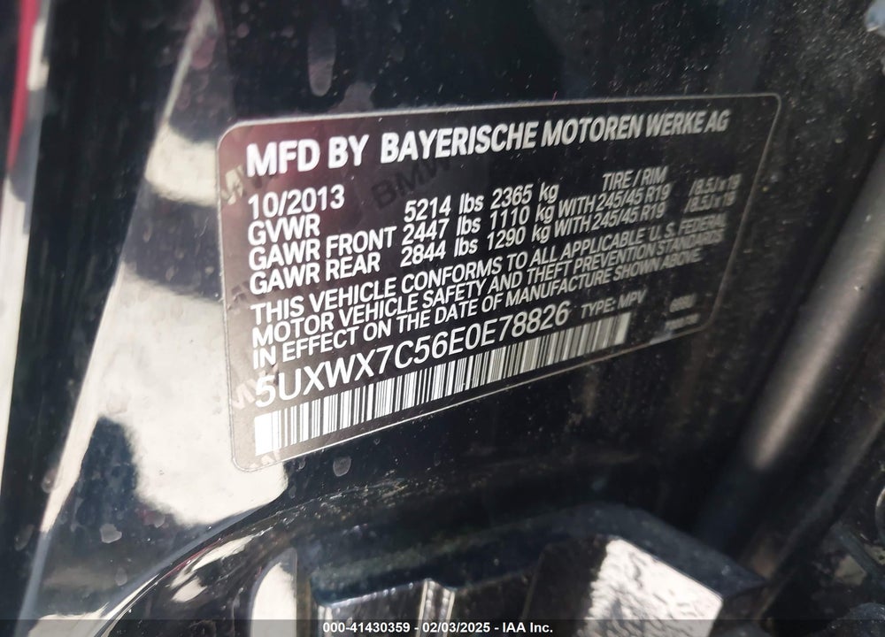 2014 BMW X3 XDRIVE35I VIN: 5UXWX7C56E0E78826