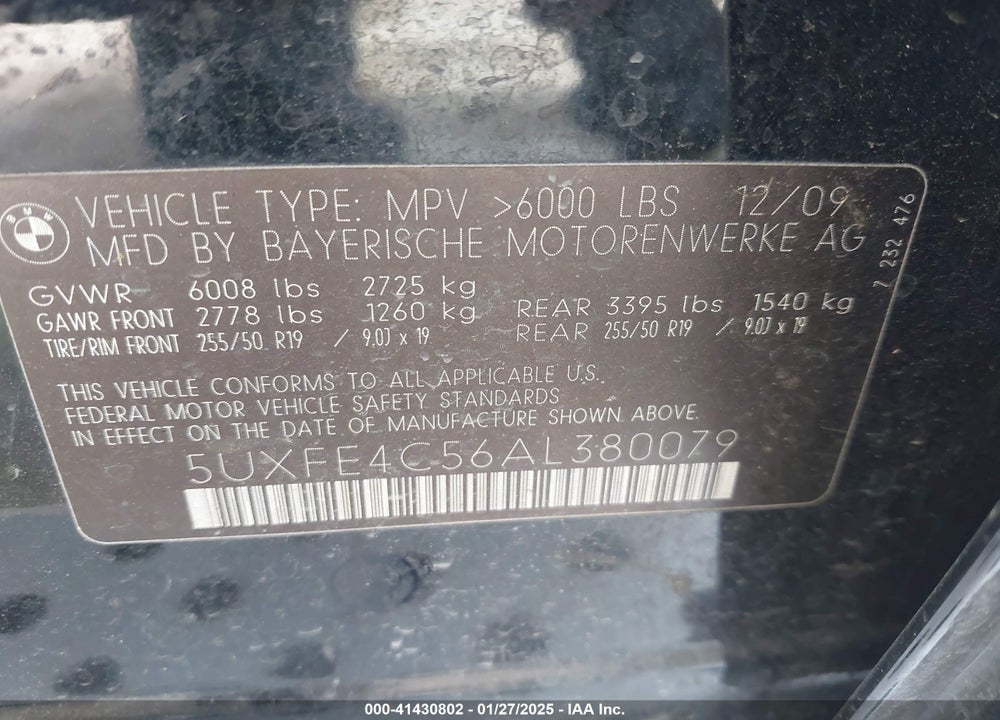 2010 BMW X5 XDRIVE30I VIN: 5UXFE4C56AL380079