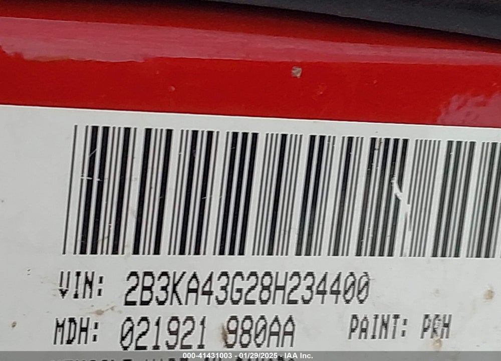 2008 DODGE CHARGER VIN: 2B3KA43G28H234400