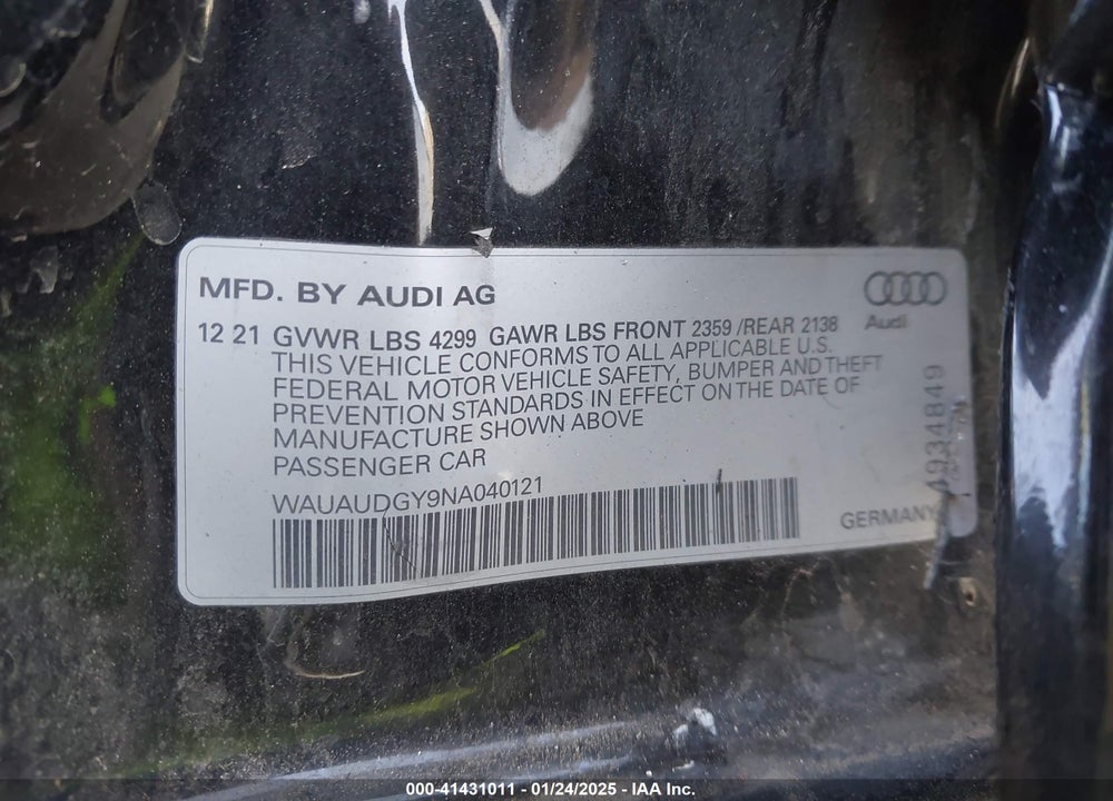 2022 AUDI A3 PREMIUM 40 TFSI FRONT-WHEEL DRIVE S TRONIC VIN: WAUAUDGY9NA040121
