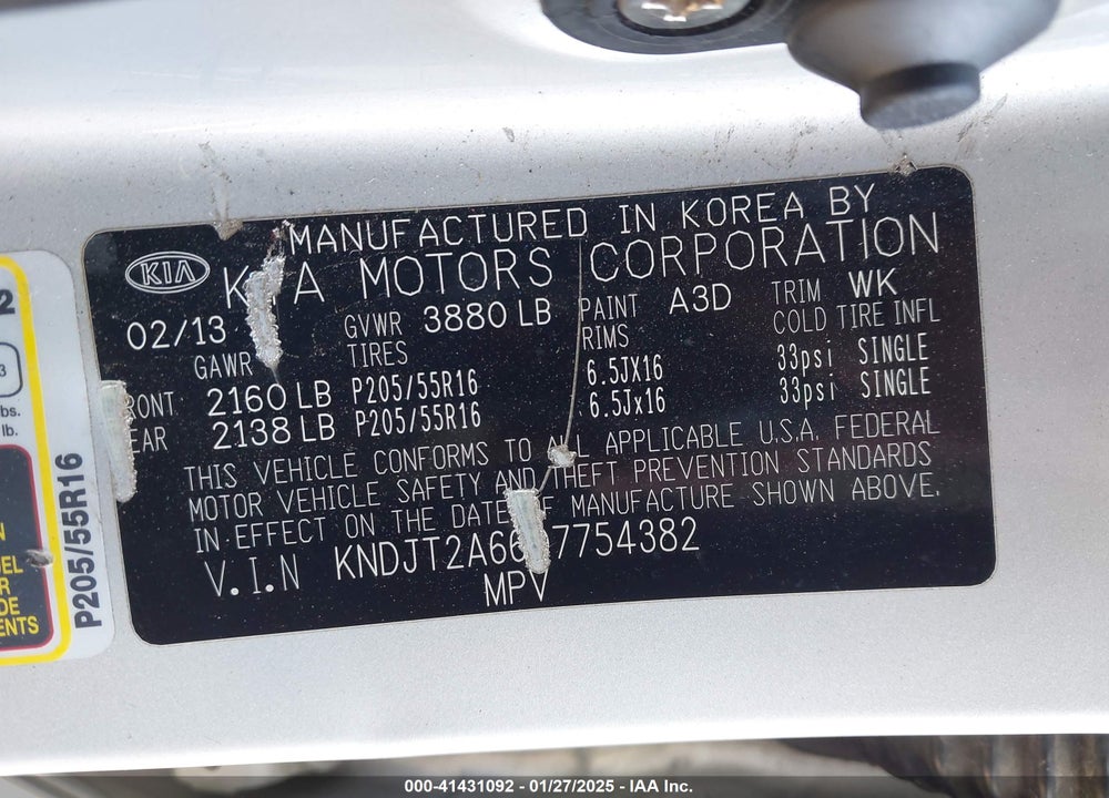 2013 KIA SOUL VIN: KNDJT2A66D7754382