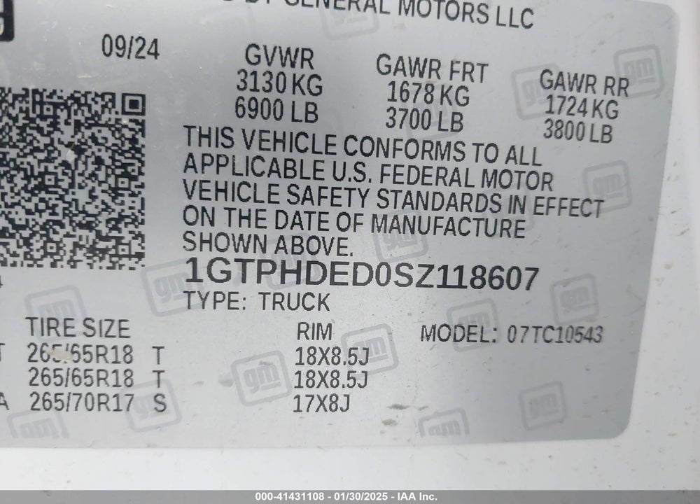 2025 GMC SIERRA VIN: 1GTPHDED0SZ118607