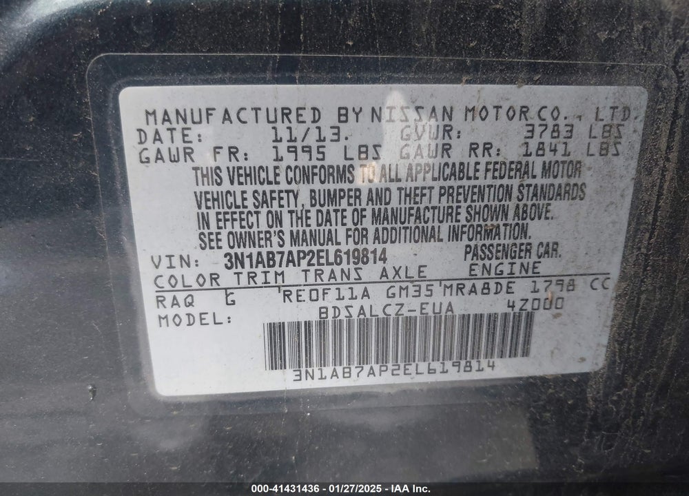 2014 NISSAN SENTRA VIN: 3N1AB7AP2EL619814