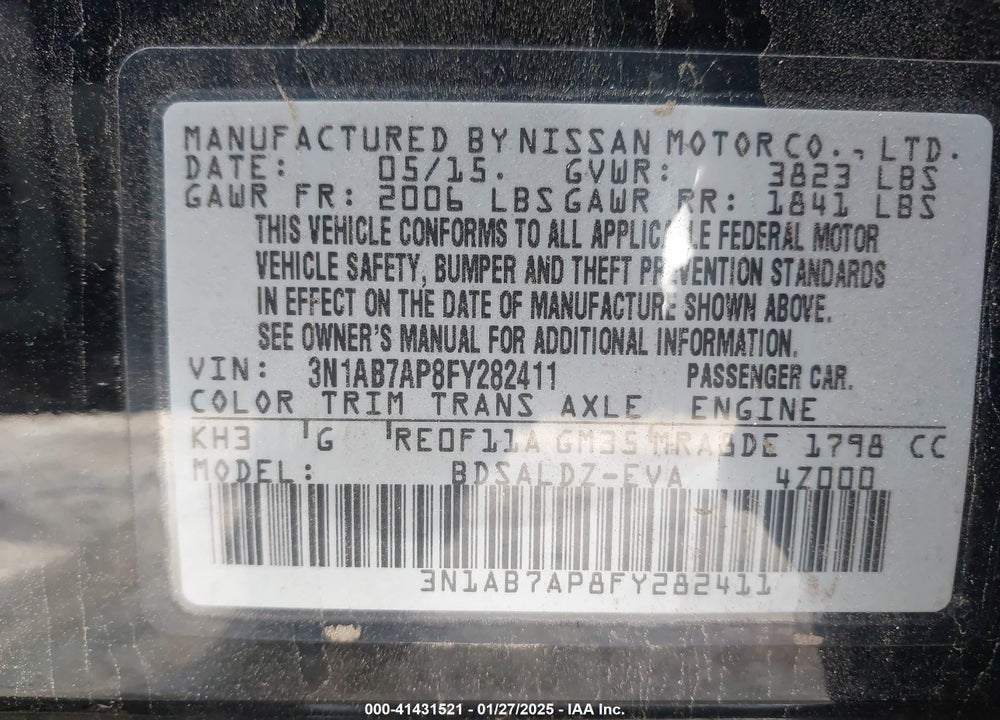 2015 NISSAN SENTRA VIN: 3N1AB7AP8FY282411