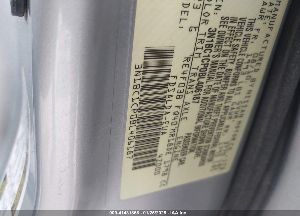 2011 NISSAN VERSA 1.8S VIN: 3N1BC1CP0BL406187