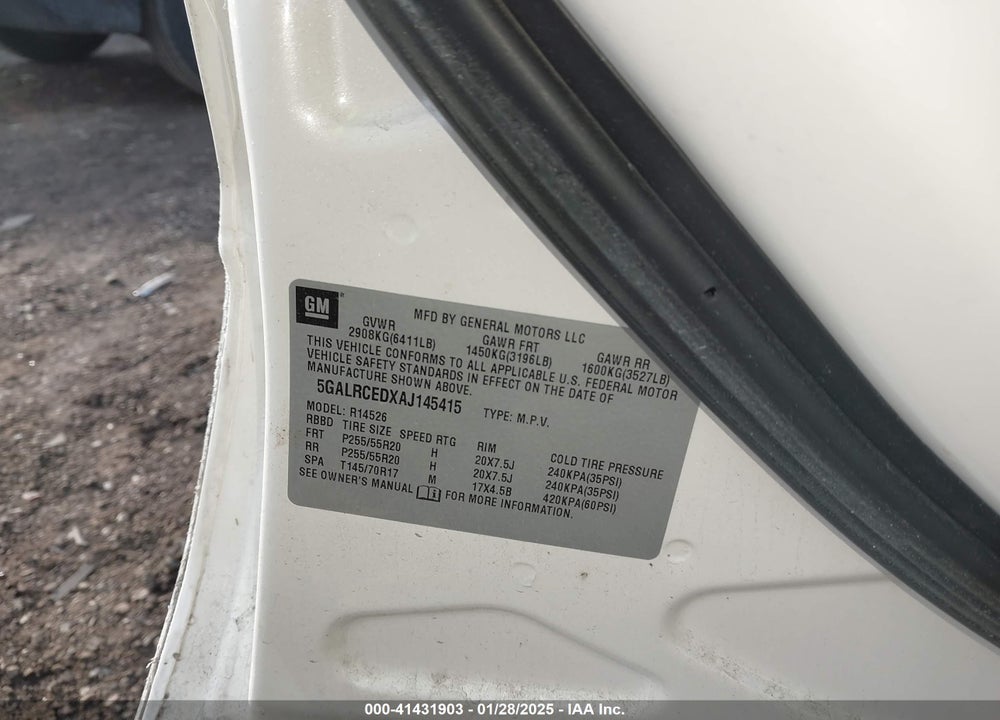 2010 BUICK ENCLAVE 2XL VIN: 5GALRCEDXAJ145415