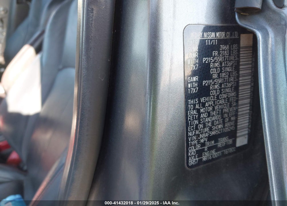 2012 NISSAN JUKE SL VIN: JN8AF5MR5CT105245