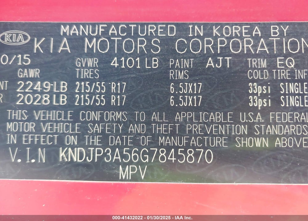 2016 KIA SOUL VIN: KNDJP3A56G7845870