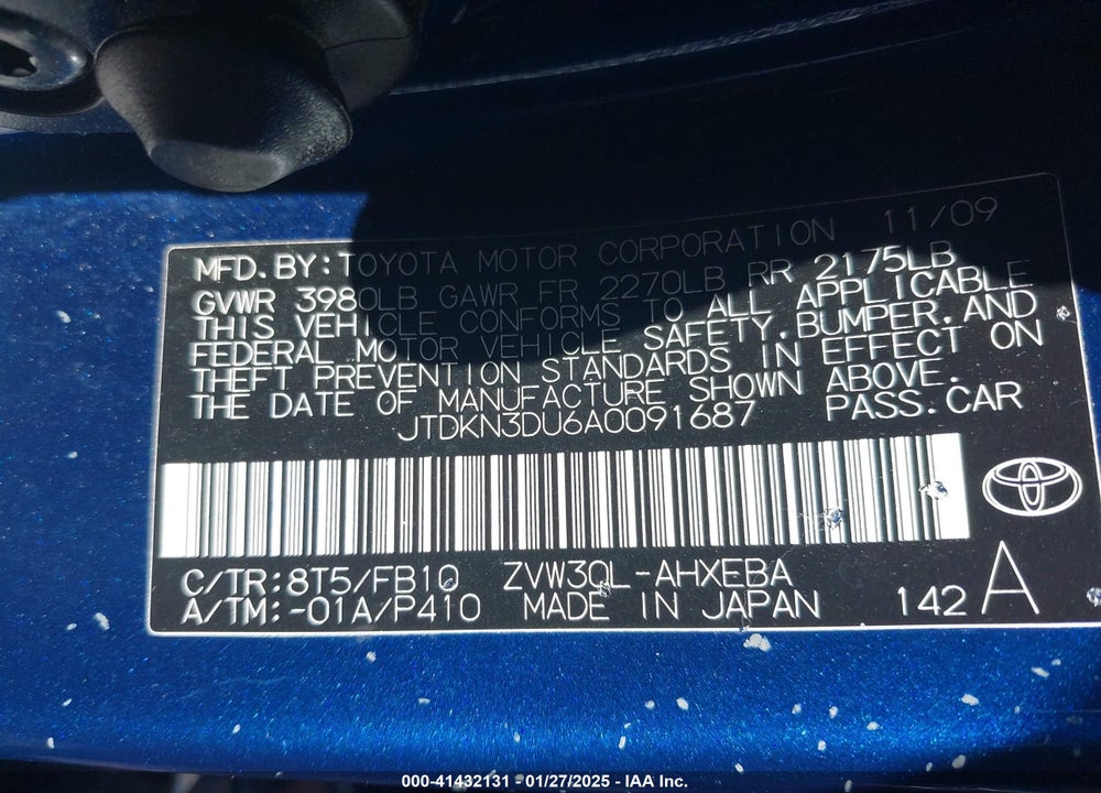 2010 TOYOTA PRIUS III VIN: JTDKN3DU6A0091687