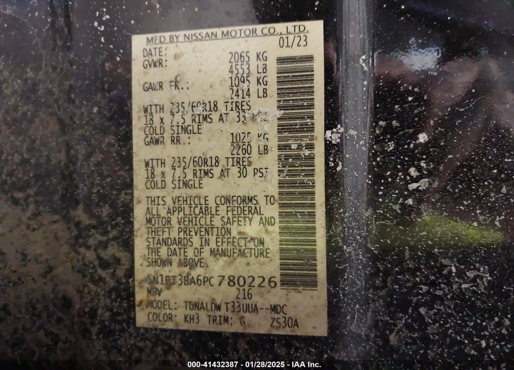 2023 NISSAN ROGUE VIN: 5N1BT3BA6PC780226