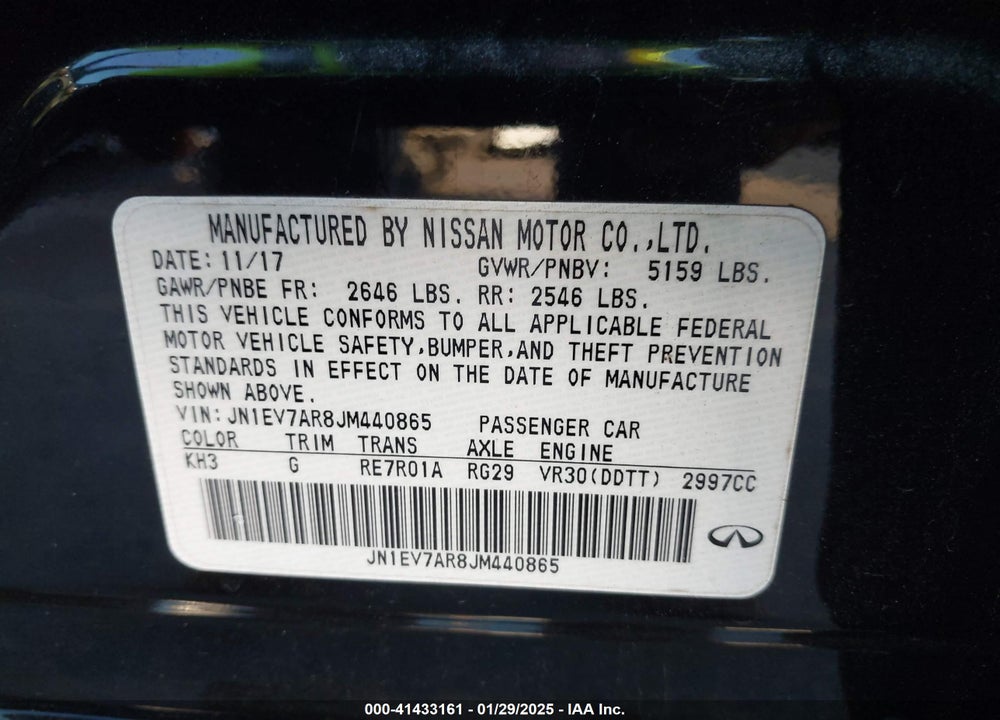 2018 INFINITI Q50 VIN: JN1EV7AR8JM440865