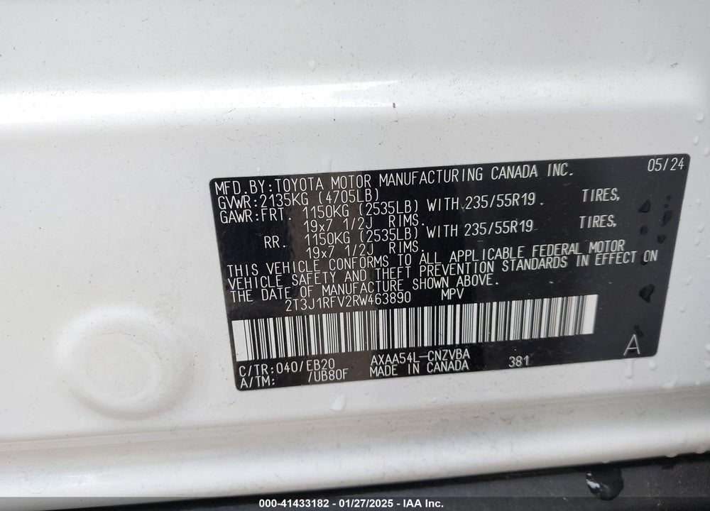 2024 TOYOTA RAV4 ADVENTURE VIN: 2T3J1RFV2RW463890