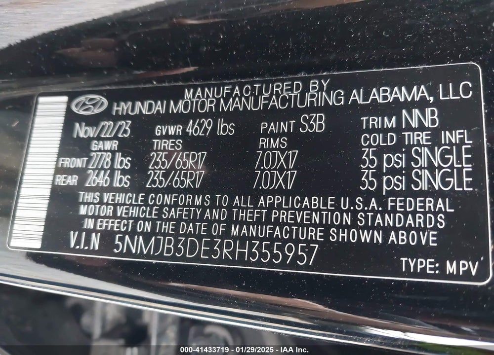 2024 HYUNDAI TUCSON SEL VIN: 5NMJB3DE3RH355957