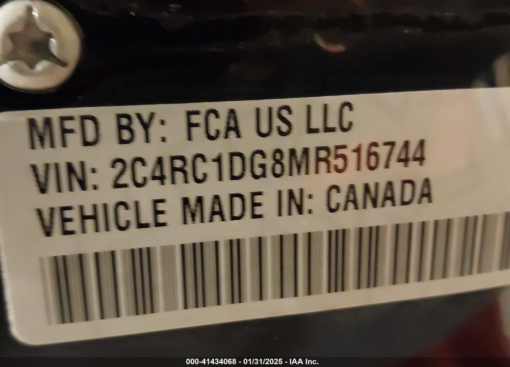 2021 CHRYSLER VOYAGER LXI VIN: 2C4RC1DG8MR516744
