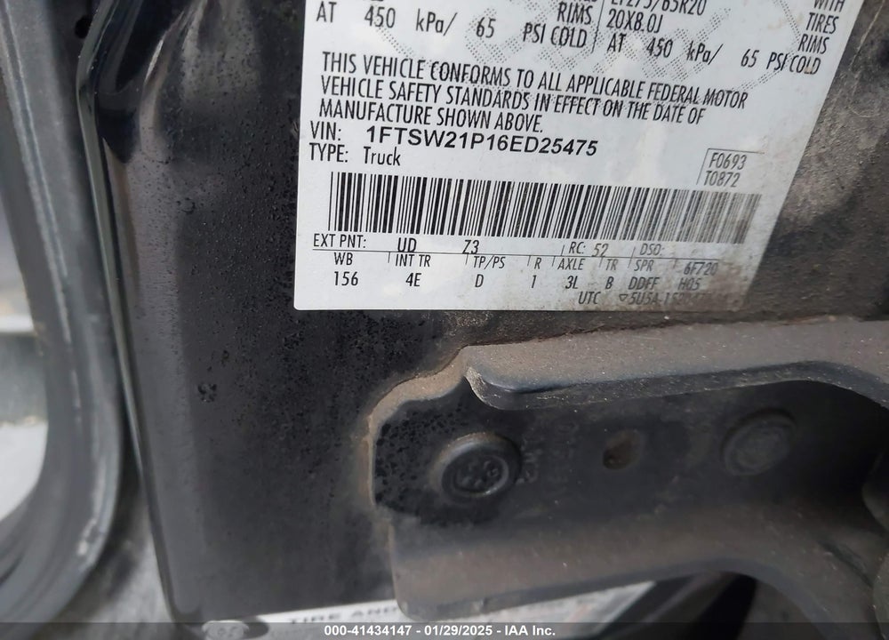 2006 FORD F-250 VIN: 1FTSW21P16ED25475