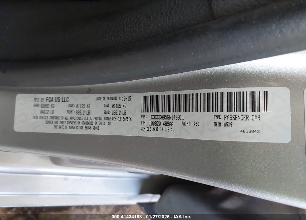2016 CHRYSLER 200 VIN: 1C3CCCAB5GN140911