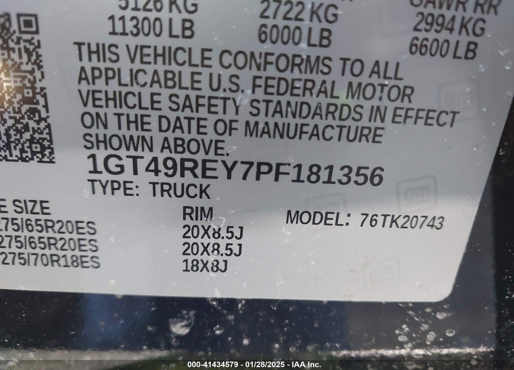 2023 GMC SIERRA 2500HD 4WD  STANDARD BED DENALI VIN: 1GT49REY7PF181356