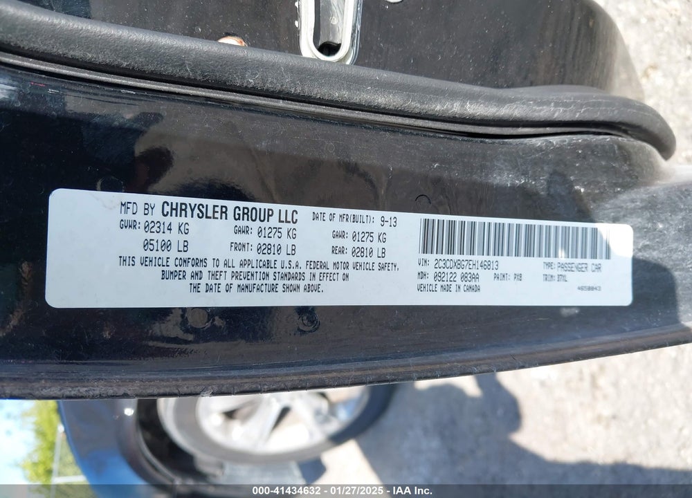 2014 DODGE CHARGER VIN: 2C3CDXBG7EH146813