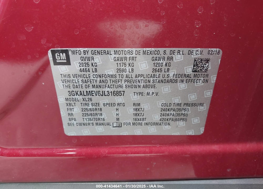 2018 GMC TERRAIN SLE VIN: 3GKALMEV6JL316857