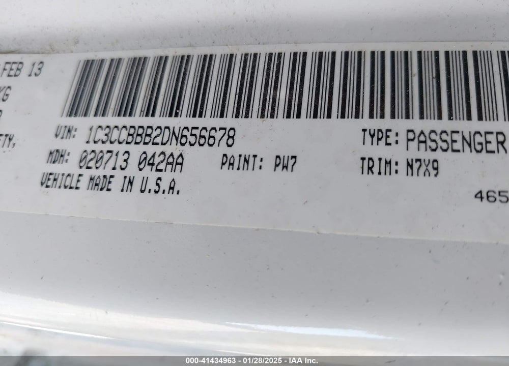 2013 CHRYSLER 200 VIN: 1C3CCBBB2DN656678