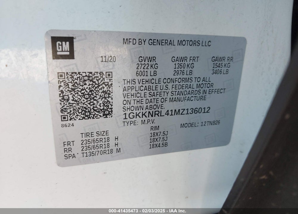 2021 GMC ACADIA AWD SLE VIN: 1GKKNRL41MZ136012