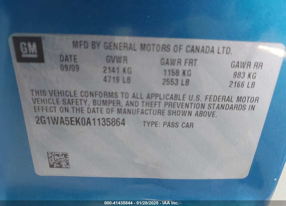 2010 CHEVROLET IMPALA VIN: 2G1WA5EK0A1135864