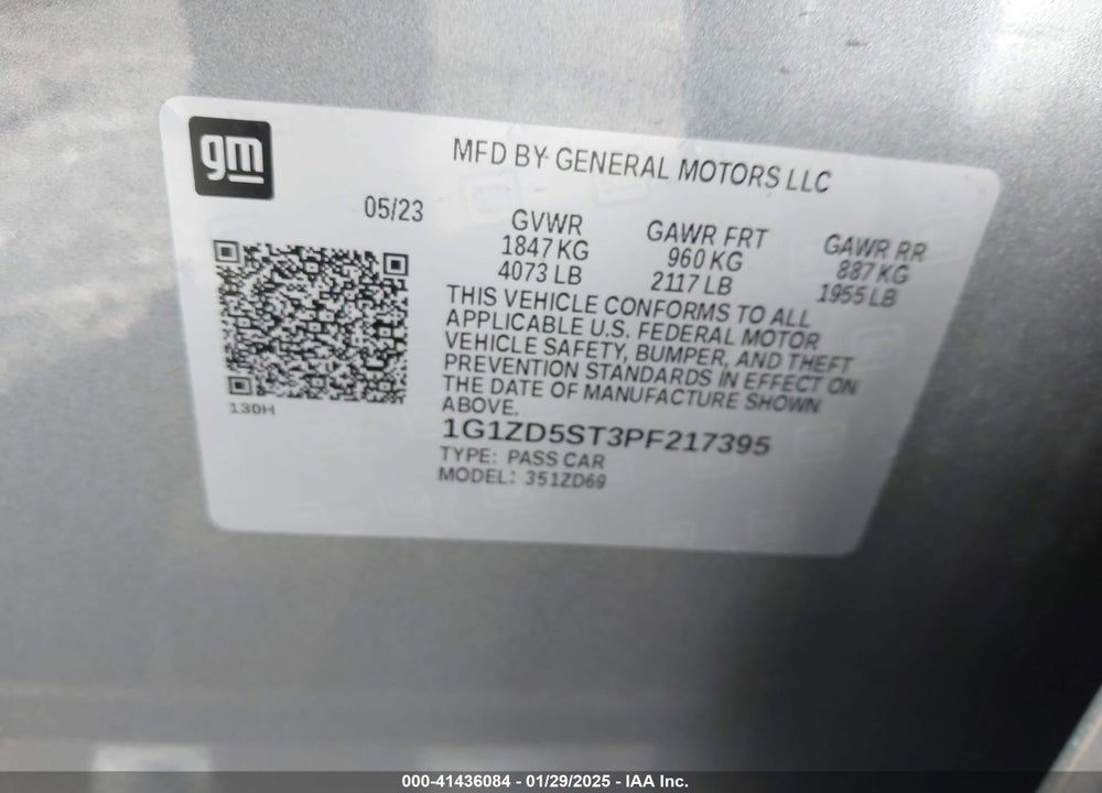 2023 CHEVROLET MALIBU VIN: 1G1ZD5ST3PF217395