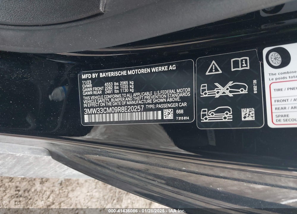 2024 BMW 230 VIN: 3MW33CM09R8E20257