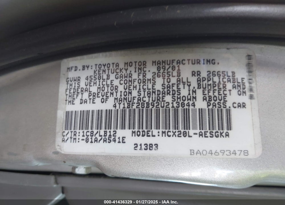 2002 TOYOTA AVALON XLS VIN: 4T1BF28B92U213044