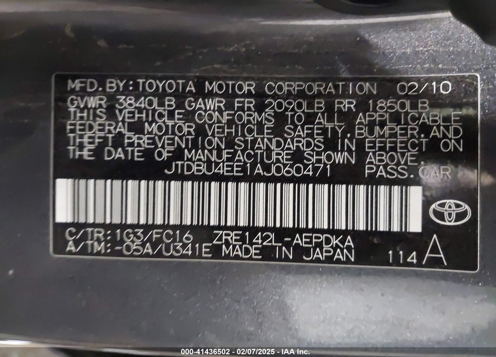 2010 TOYOTA COROLLA LE VIN: JTDBU4EE1AJ060471
