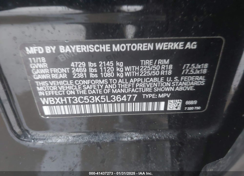 2019 BMW X1 XDRIVE28I VIN: WBXHT3C53K5L36477