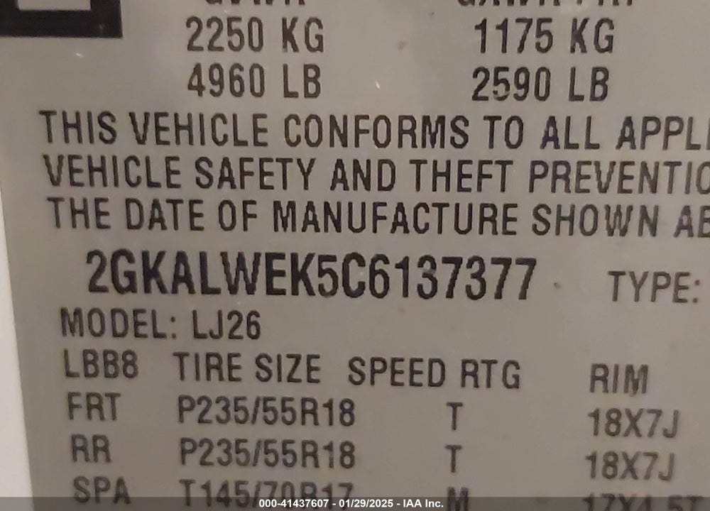 2012 GMC TERRAIN SLT-2 VIN: 2GKALWEK5C6137377