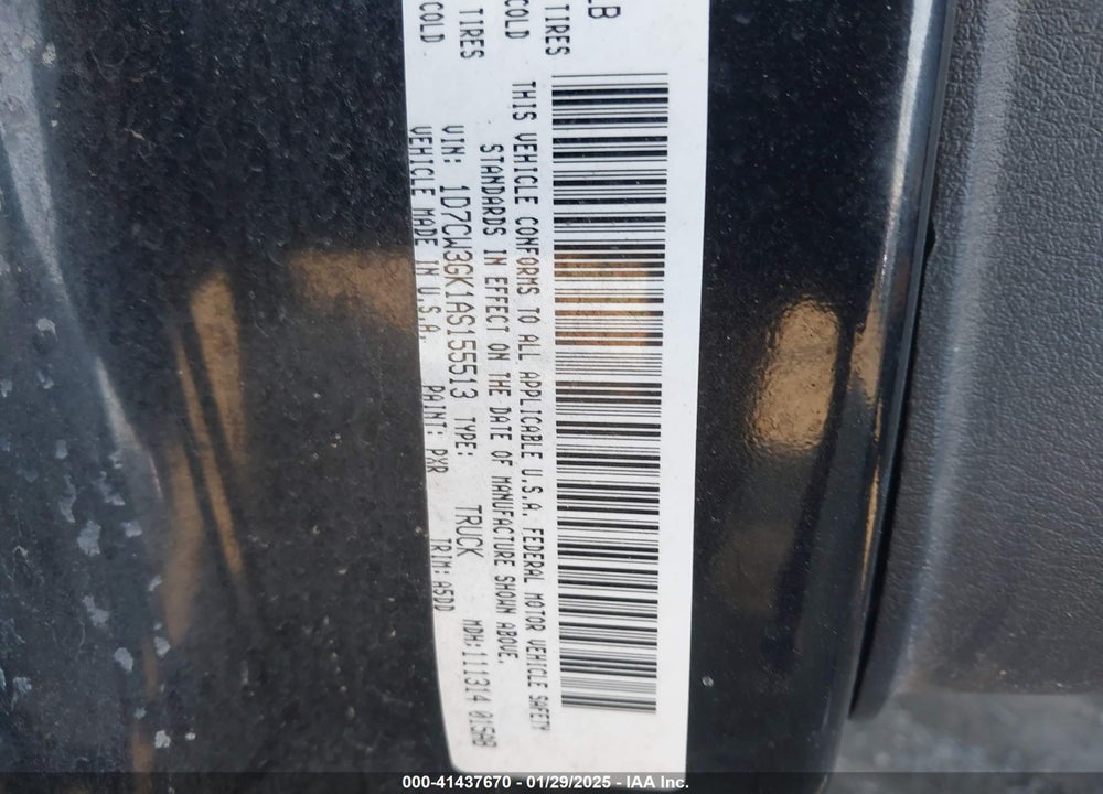 2010 DODGE DAKOTA VIN: 1D7CW3GK1AS155513