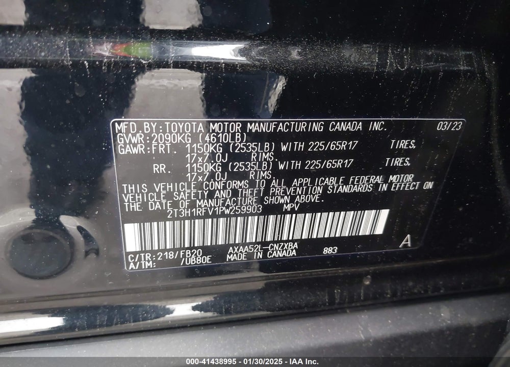 2023 TOYOTA RAV4 LE VIN: 2T3H1RFV1PW259903