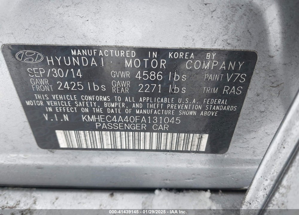 2015 HYUNDAI SONATA HYBRID VIN: KMHEC4A40FA131045