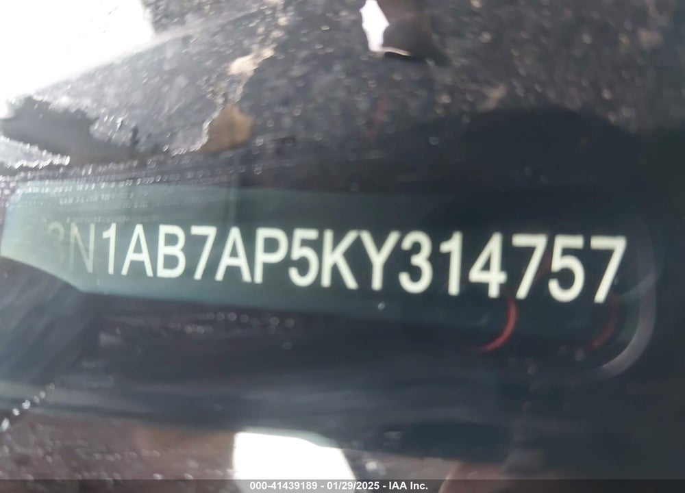 2019 NISSAN SENTRA VIN: 3N1AB7AP5KY314757