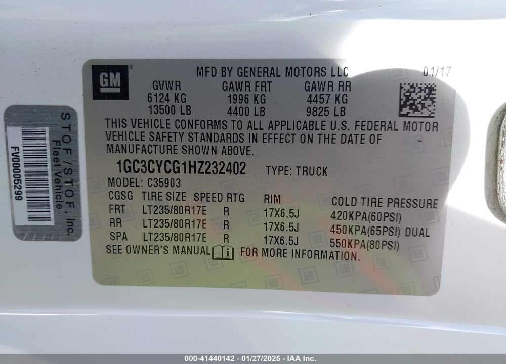 2017 CHEVROLET SILVERADO 3500HD WT VIN: 1GC3CYCG1HZ232402