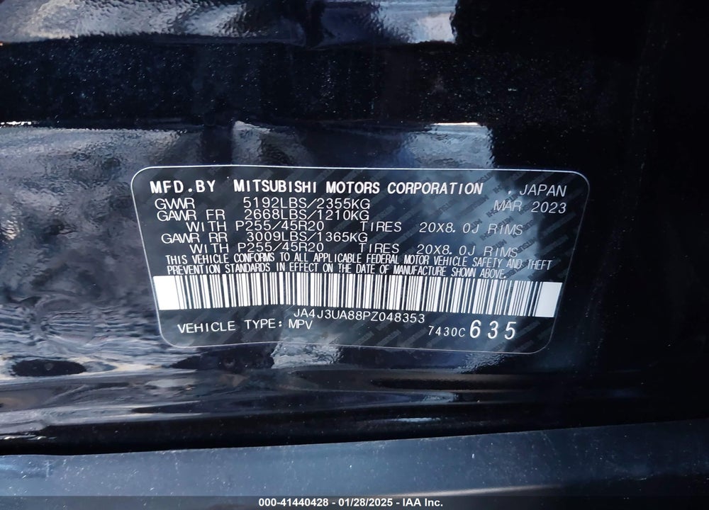 2023 MITSUBISHI OUTLANDER SE 2.5 2WD/SE BLACK EDITION 2WD/SE SPECIAL EDITION 2WD VIN: JA4J3UA88PZ048353