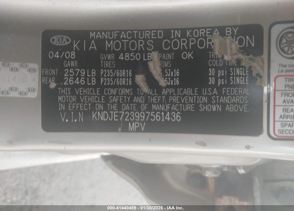 2009 KIA SPORTAGE LX V6 VIN: KNDJE723997561436