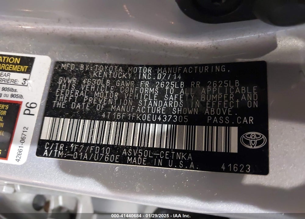 2014 TOYOTA CAMRY LE VIN: 4T1BF1FK0EU437305