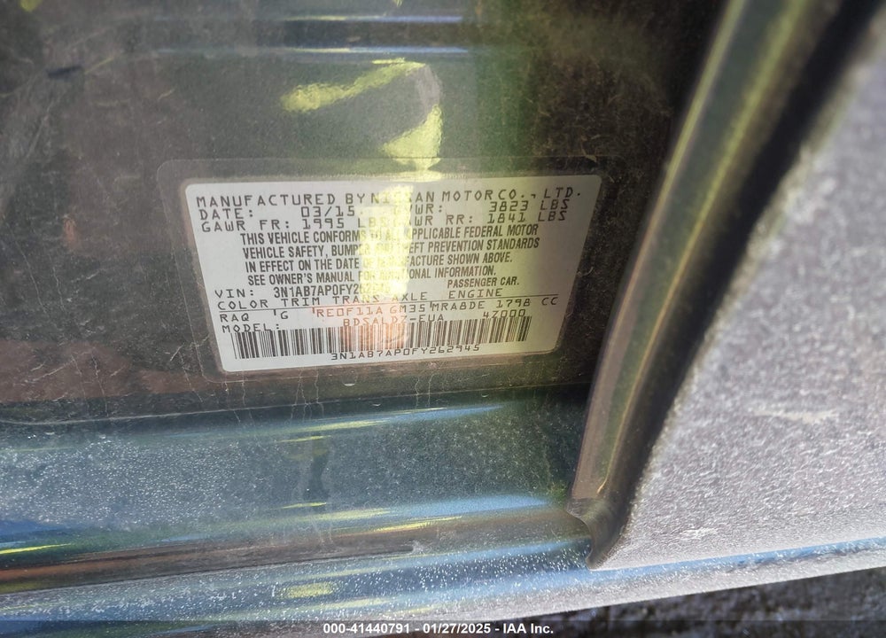 2015 NISSAN SENTRA VIN: 3N1AB7AP0FY262945