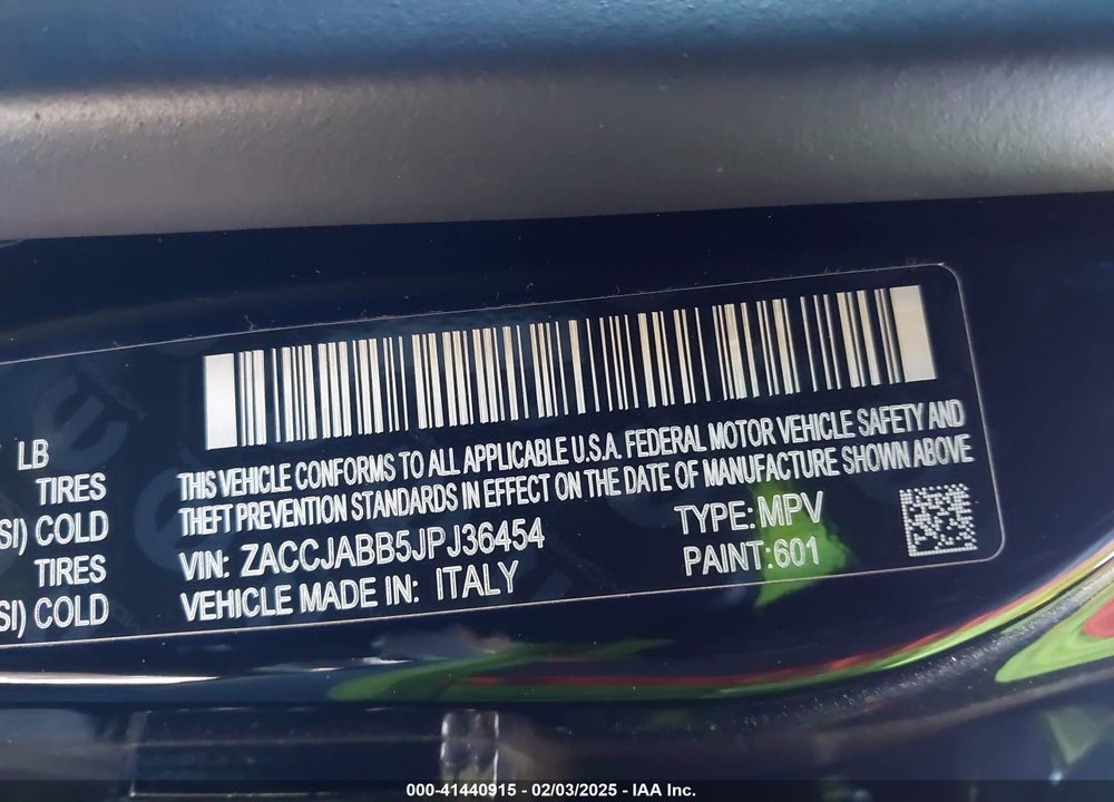 2018 JEEP RENEGADE LATITUDE FWD VIN: ZACCJABB5JPJ36454