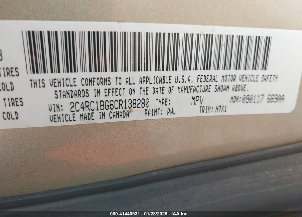 2012 CHRYSLER TOWN & COUNTRY TOURING VIN: 2C4RC1BG6CR138280