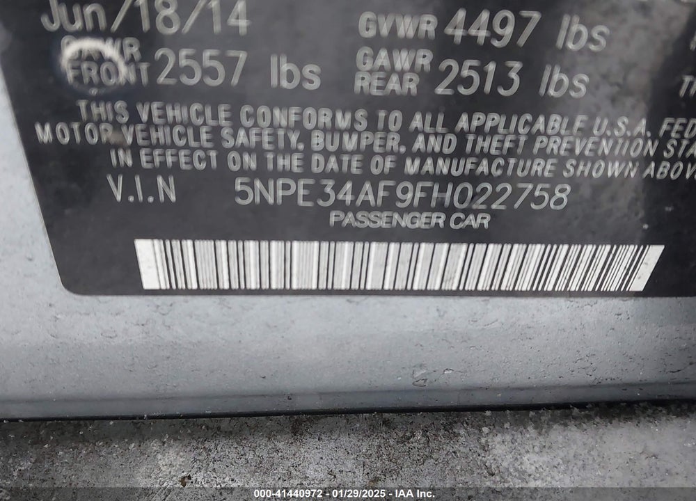 2015 HYUNDAI SONATA VIN: 5NPE34AF9FH022758