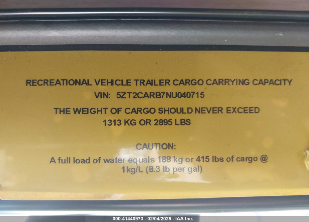 2022 COACHMEN CATALINA VIN: 5ZT2CARB7NU040715